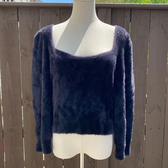 Free people Moonbeam black fuzzy pullover sweater size medium - Picture 4 of 16